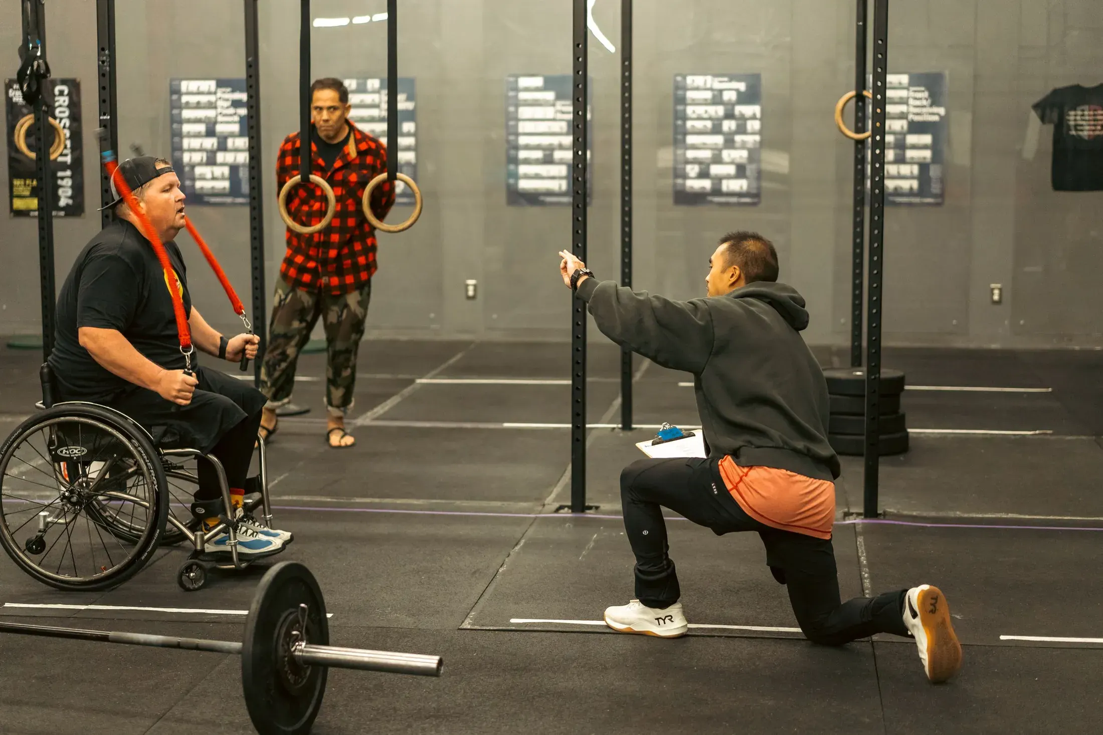 Adaptive athletes and coaches training together