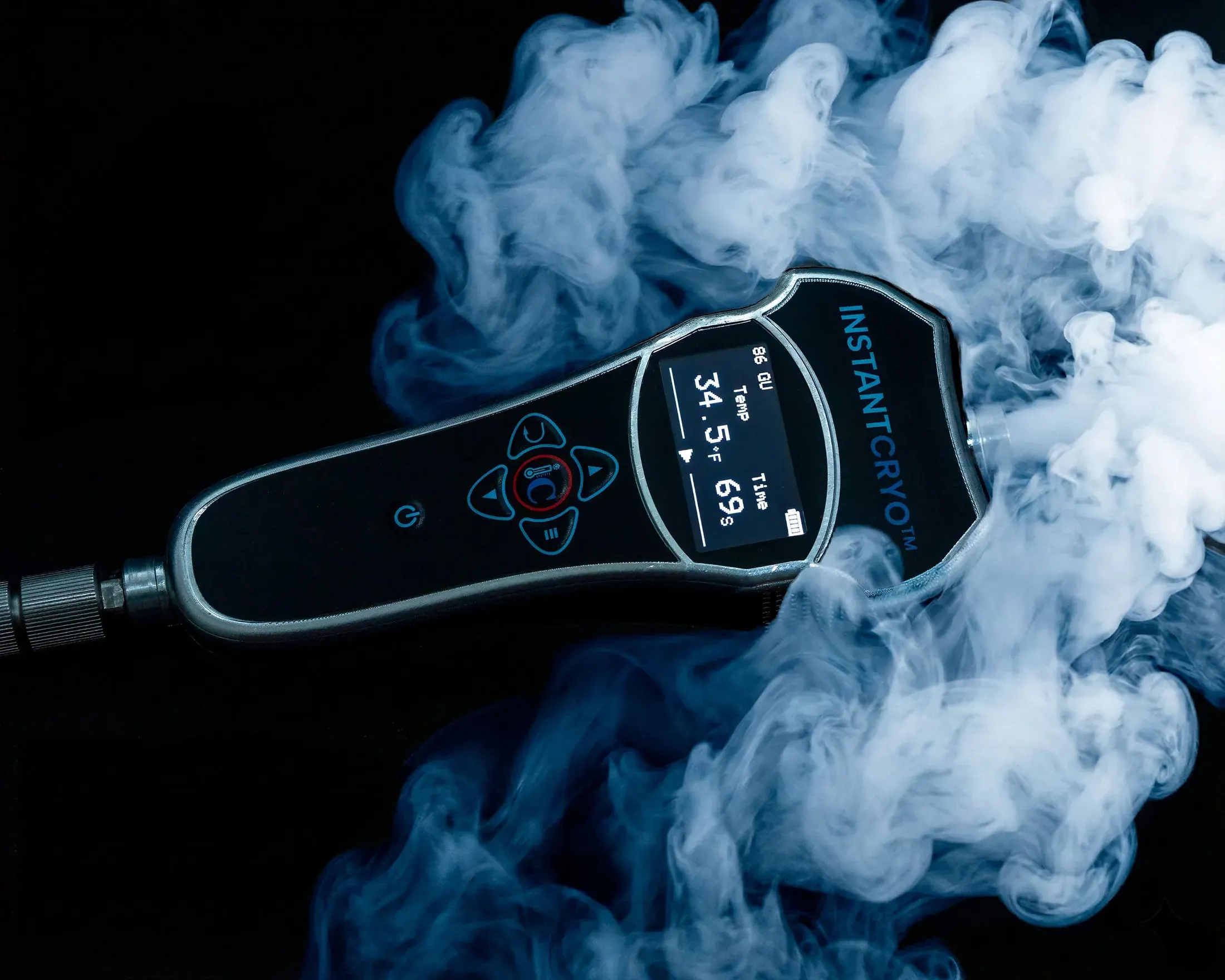 InstantCryo handheld device in a cloud of cold vapor