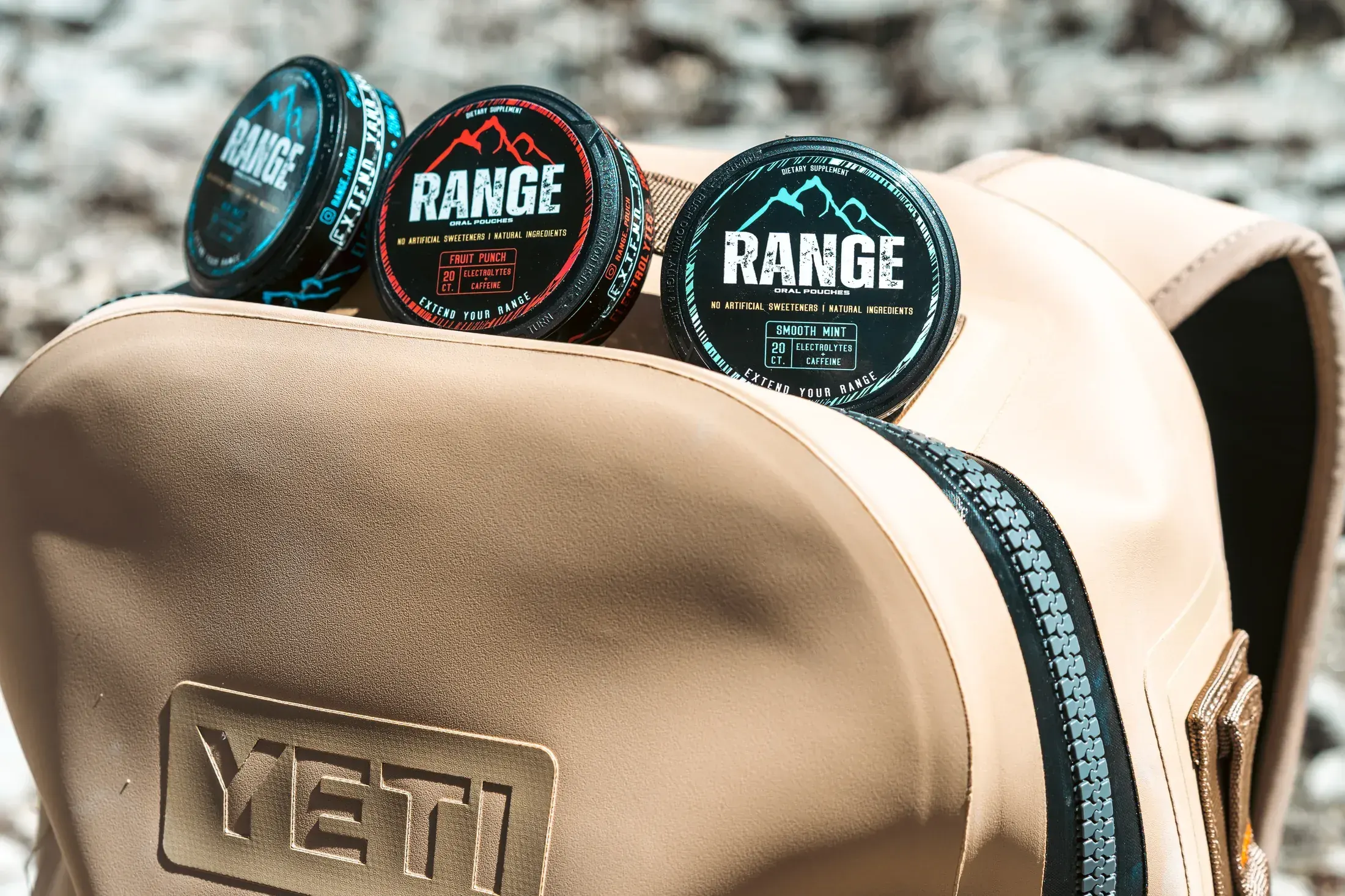 Range pouch tins in a Yeti bag