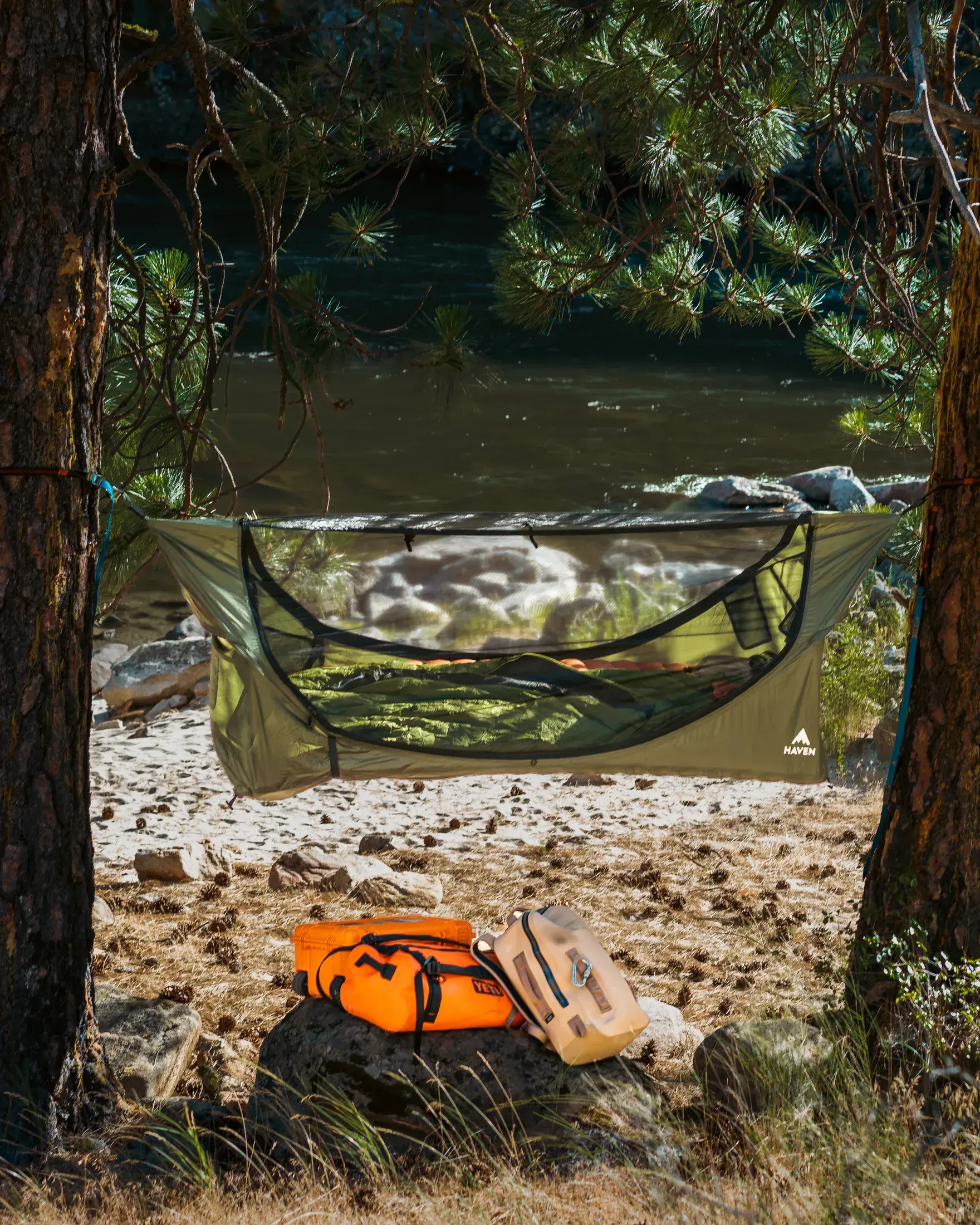 Hammock camp by the river